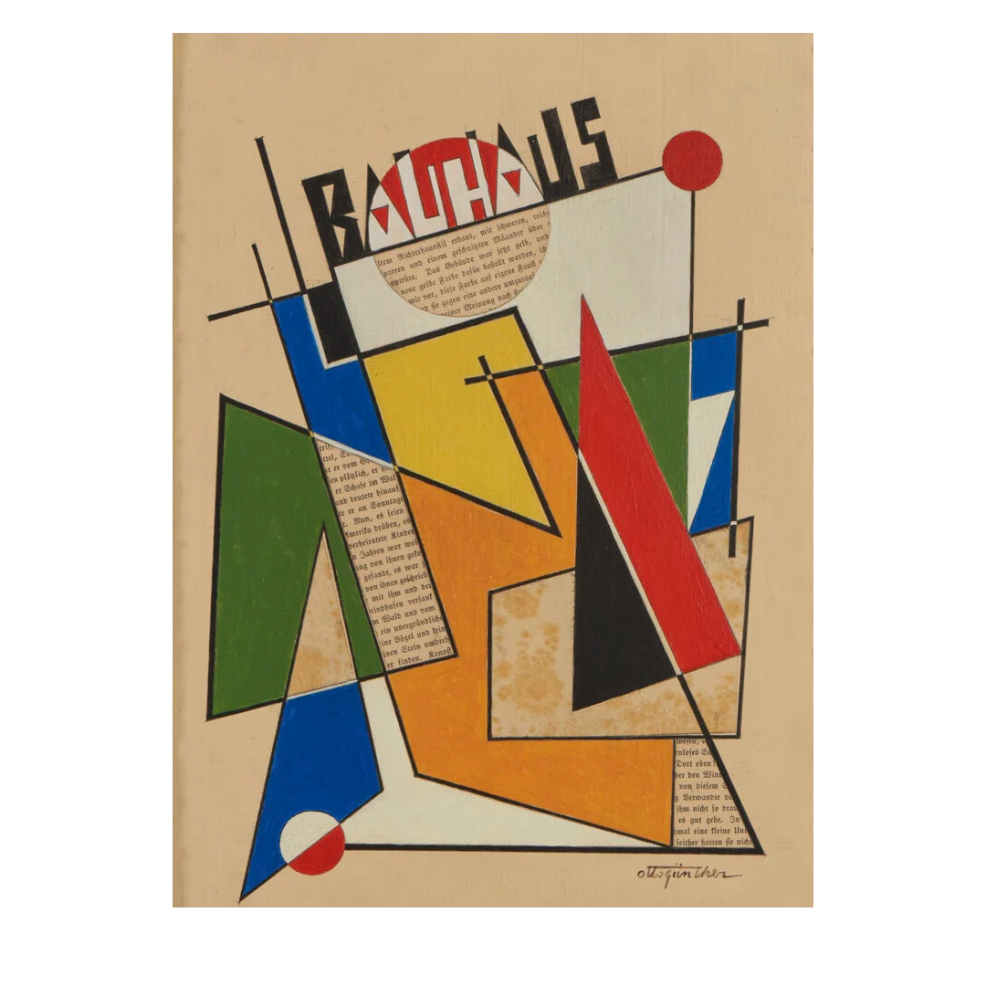 c1930 Otto Günther : Bauhaus geometric composition, mixed media