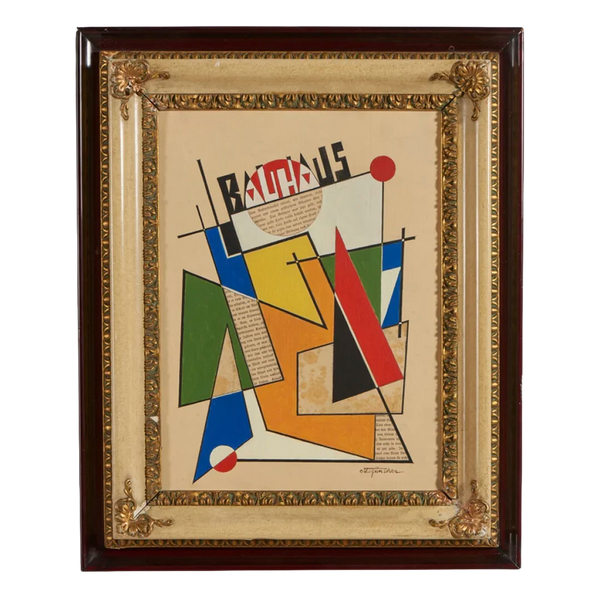 c1930 Otto Günther : Bauhaus geometric composition, mixed media
