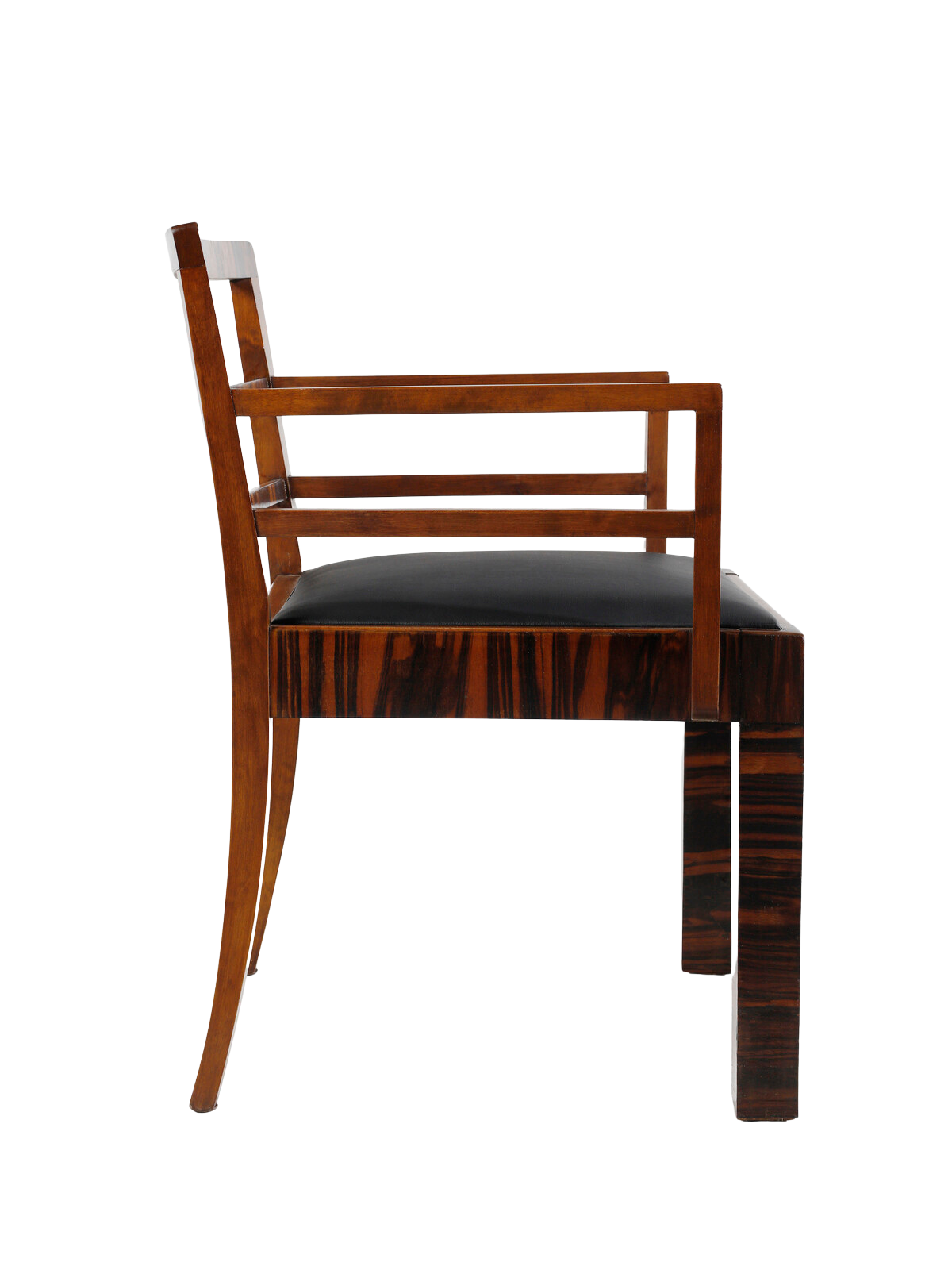 1930s Bruno Paul : exceptional pair Rationalist armchairs in Macassar Ebony