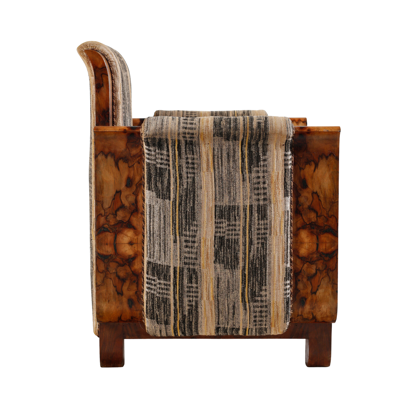 1930s Italian : exceptional pair figural "radical di noce" poltrona chairs