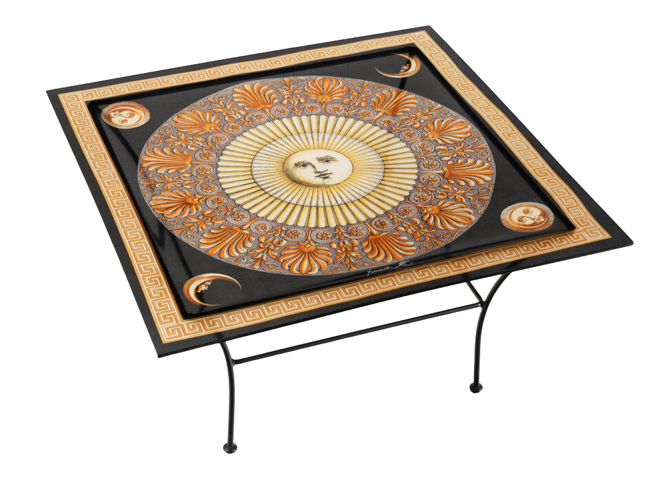 1990s Italian : Piero Fornasetti acrylic & metal coffee table
