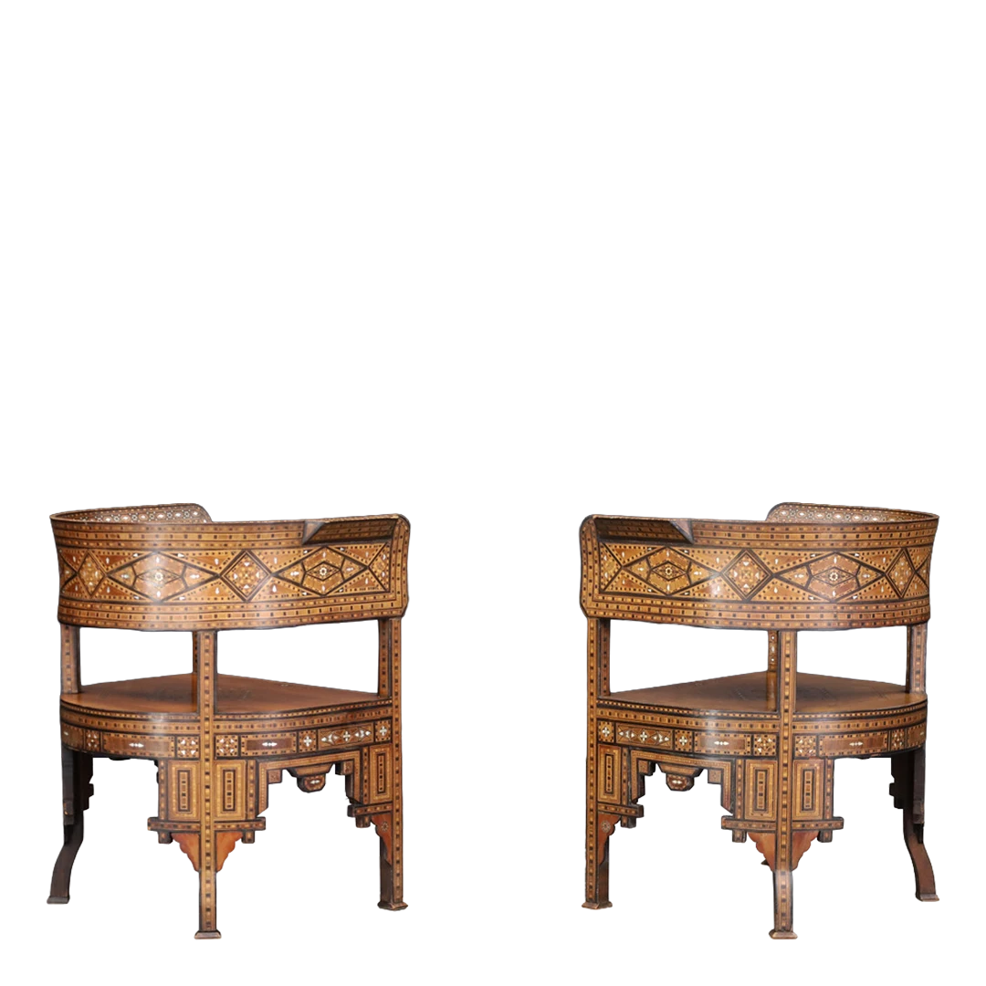 c1900 Morocco : Maghrebi style salon set w/micro-marquetry, Fez