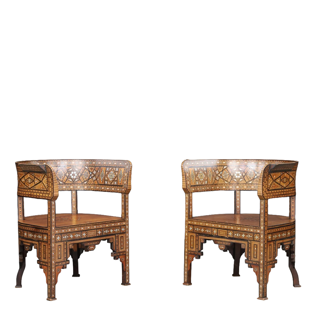 c1900 Morocco : Maghrebi style salon set w/micro-marquetry, Fez