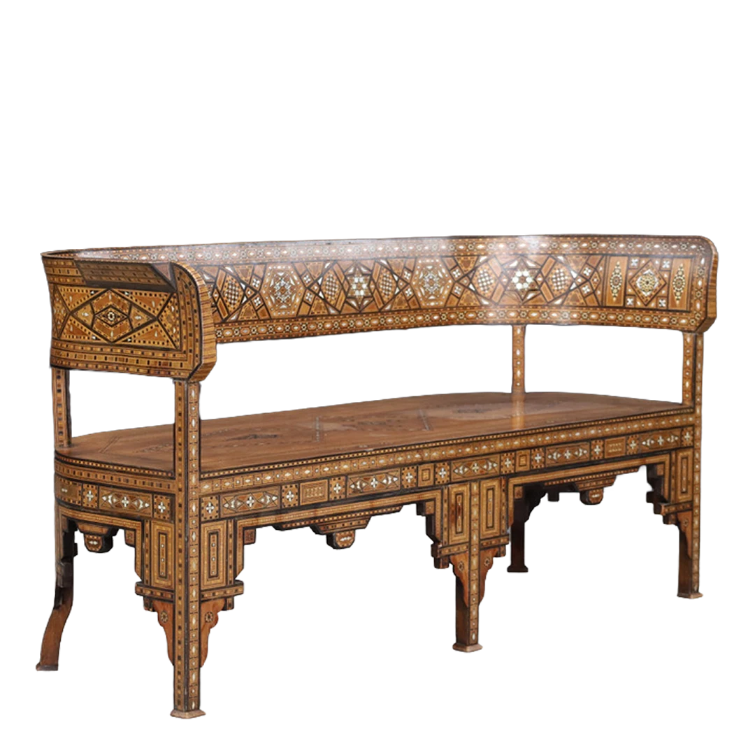 c1900 Morocco : Maghrebi style salon set w/micro-marquetry, Fez