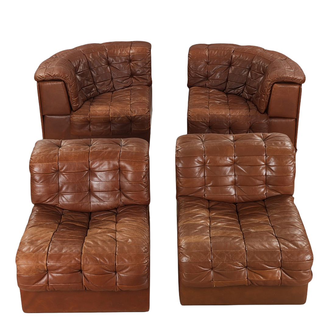 1970s de Sede : Model DS-11 tufted brown leather 4-piece sectional, Switzerland