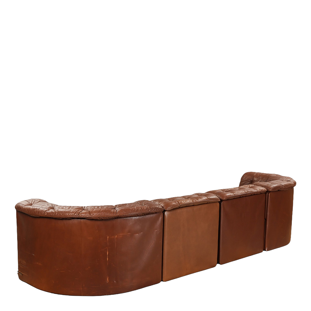 1970s de Sede : Model DS-11 tufted brown leather 4-piece sectional, Switzerland
