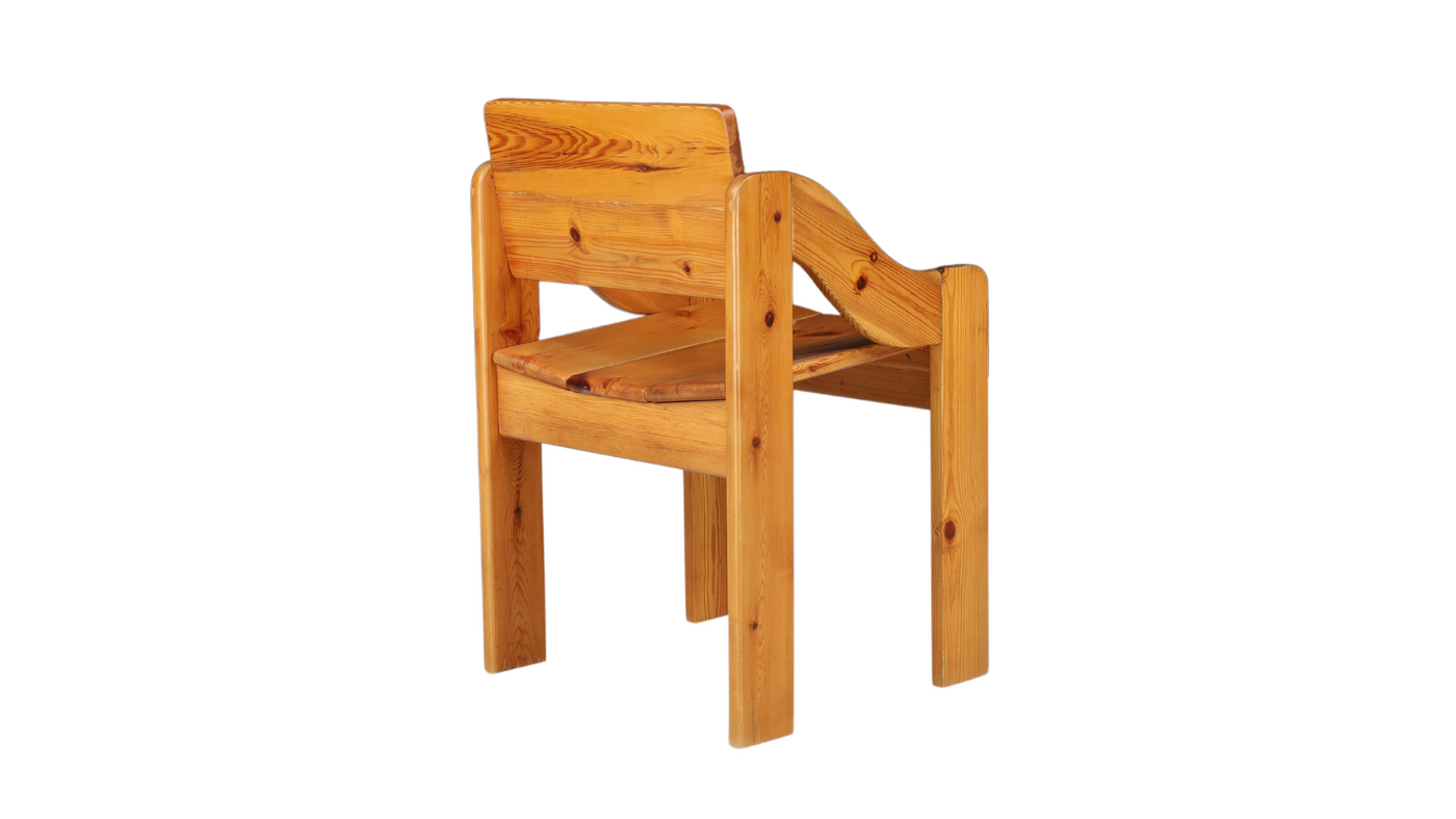 1970s Scandinavian solid pinewood armchairs