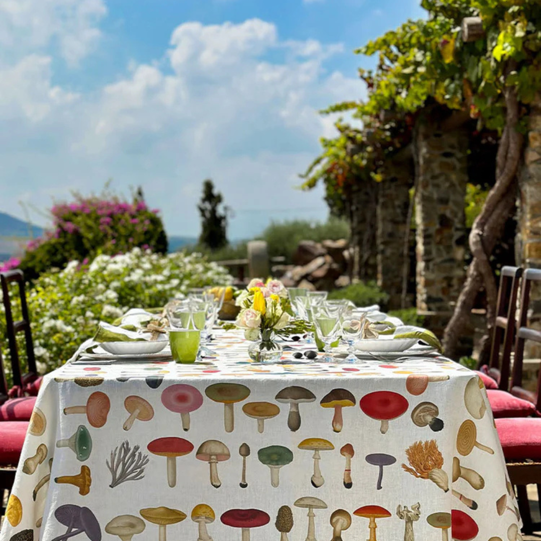 Summerill & Bishop : S&B x John Derian White 'Fungi' Linen Napkin, Set of 4