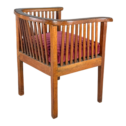 1930s Italian : pair Rationalist designed solid walnut spindle chairs