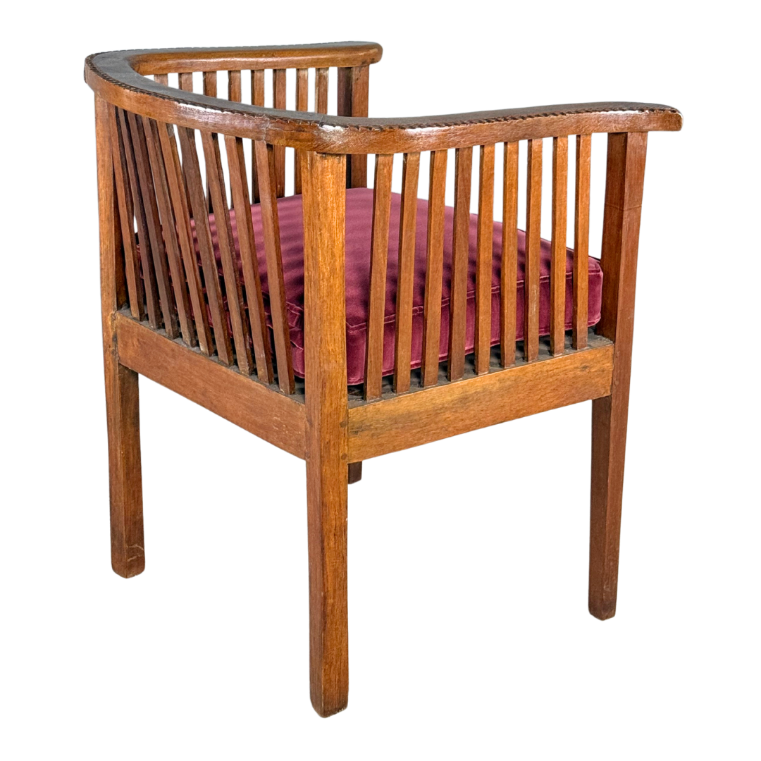 1930s Italian : pair Rationalist designed solid walnut spindle chairs