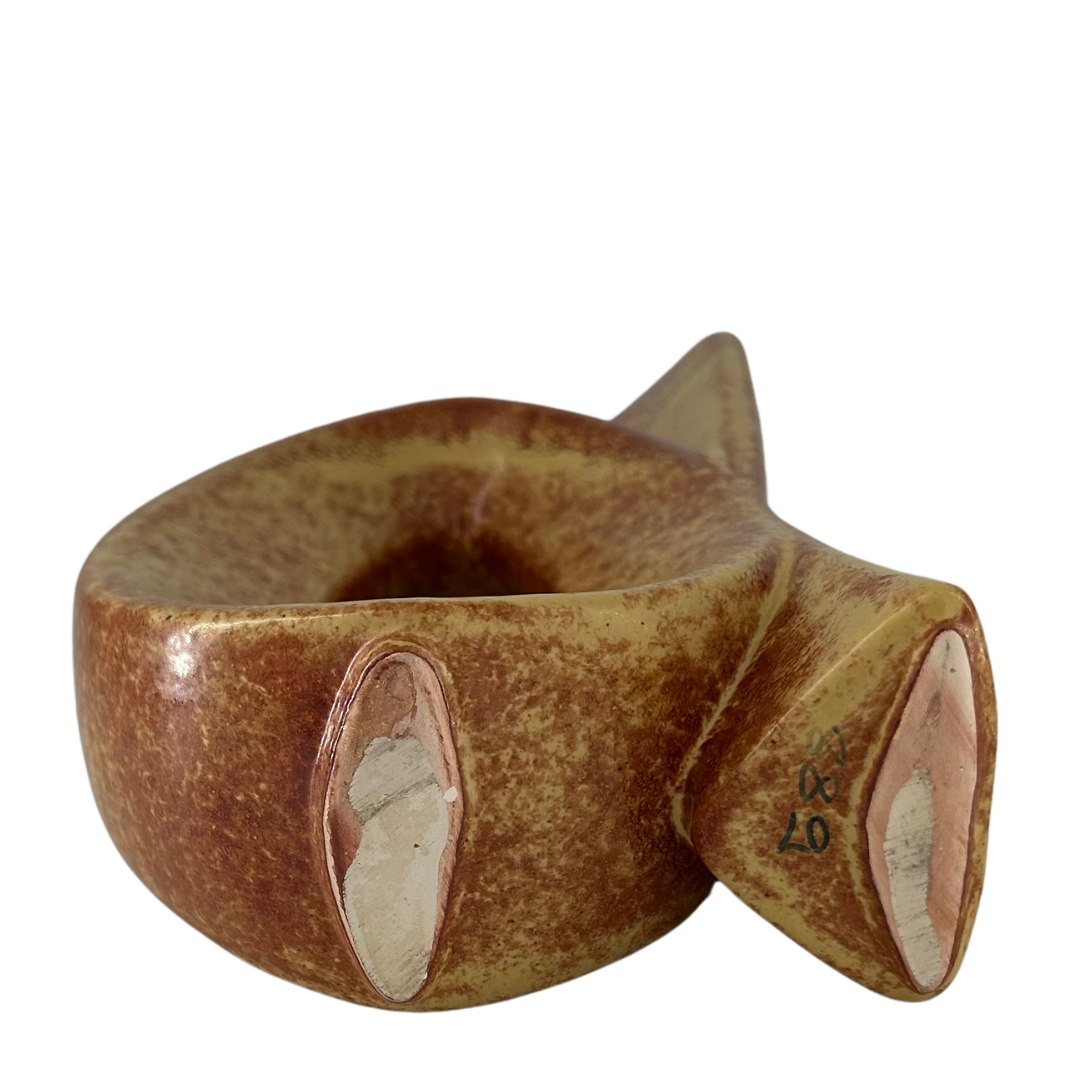 1970s Roberto Rigon : "letter B" vase, screziato tabacco glaze