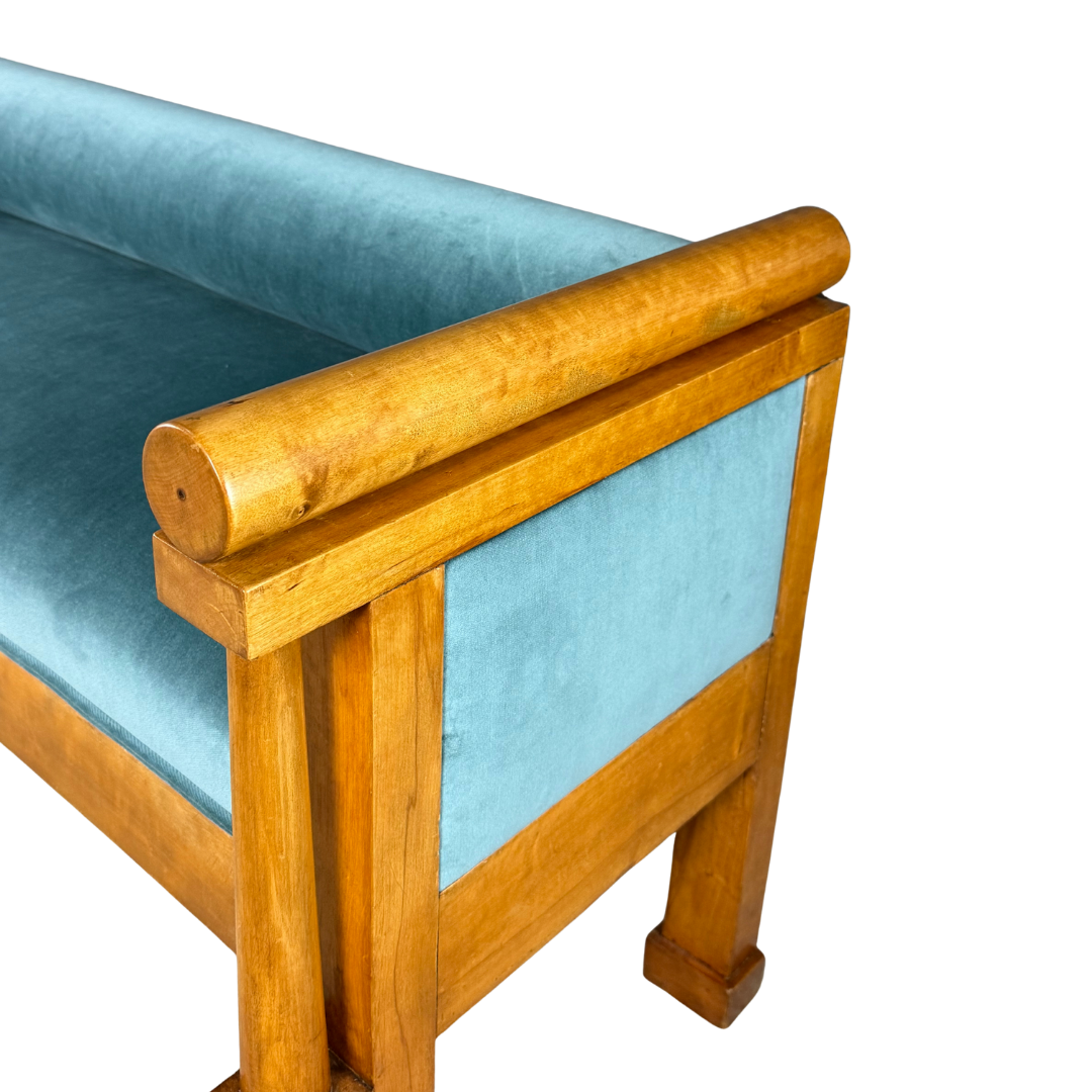 19thc Karl Johan style : neoclassical revival 51" upholstered settee