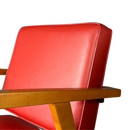 1950s Franco Albini : model 48 "Louisa" armchair in red leatherette