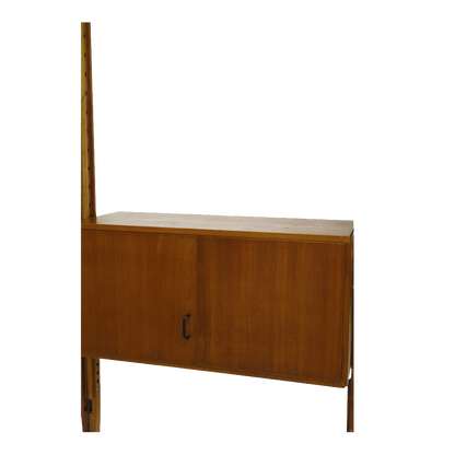 1950s Italian : teakwood 3-bay wall shelving unit