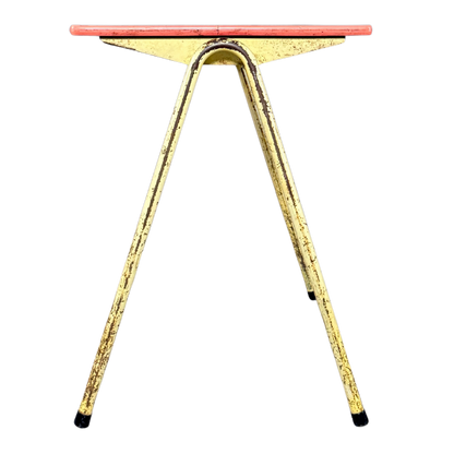 1950s French : pair small formica and lacquered steel school tables