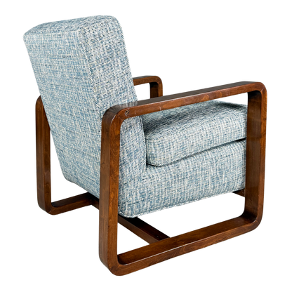 1930s Bauhaus : Czech figured walnut armchairs, w/Harris Tweed