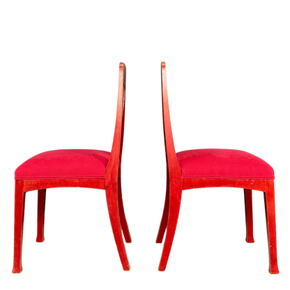 c1915 Swedish Grace : red painted Art Nouveau side chairs, set of four