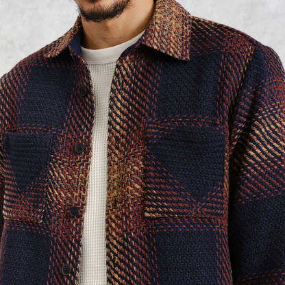 Wax London : Whiting Overshirt in Ombre Windowpane