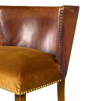 1940 Fritz Hansen : Model 1514 barrel back leather side chair