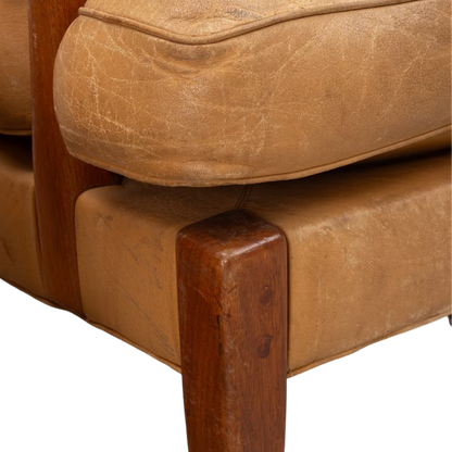 c1970 Arne Norell : leather and teakwood “Löven” armchair