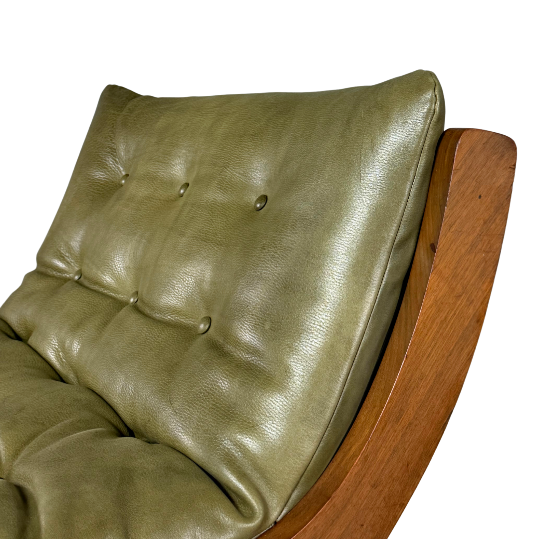 1960s Marco Comolli : pair green leather "CP1" leather lounge chair, Italy