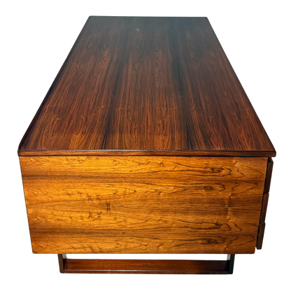 1960s Drylund : rosewood desk on runner legs, Denmark