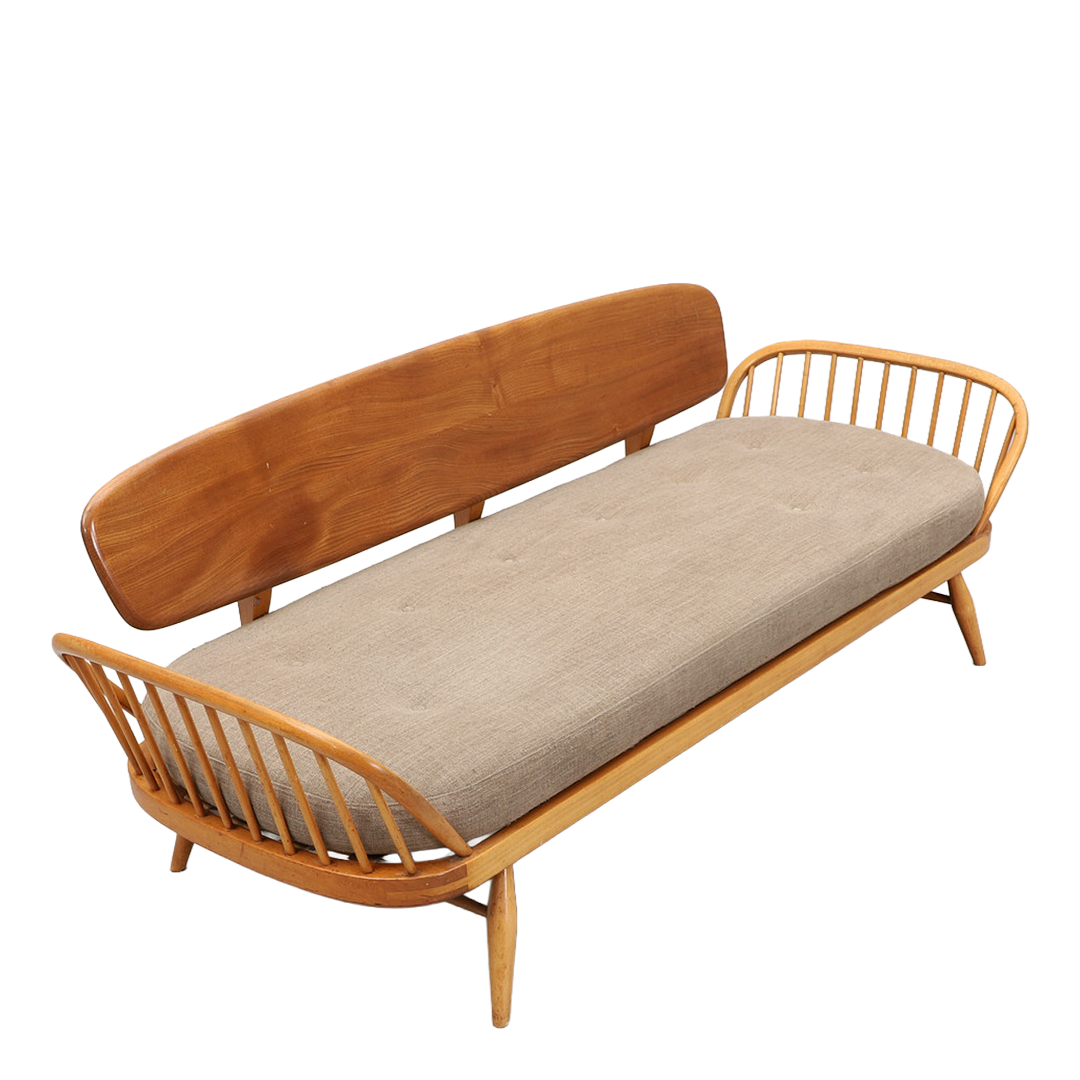 1960s Lucien Urcolani : Model 355 studio couch, elm & beech, England