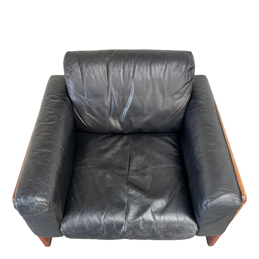 1960s Tobia & Afra Scarpa : pair of black leather 
