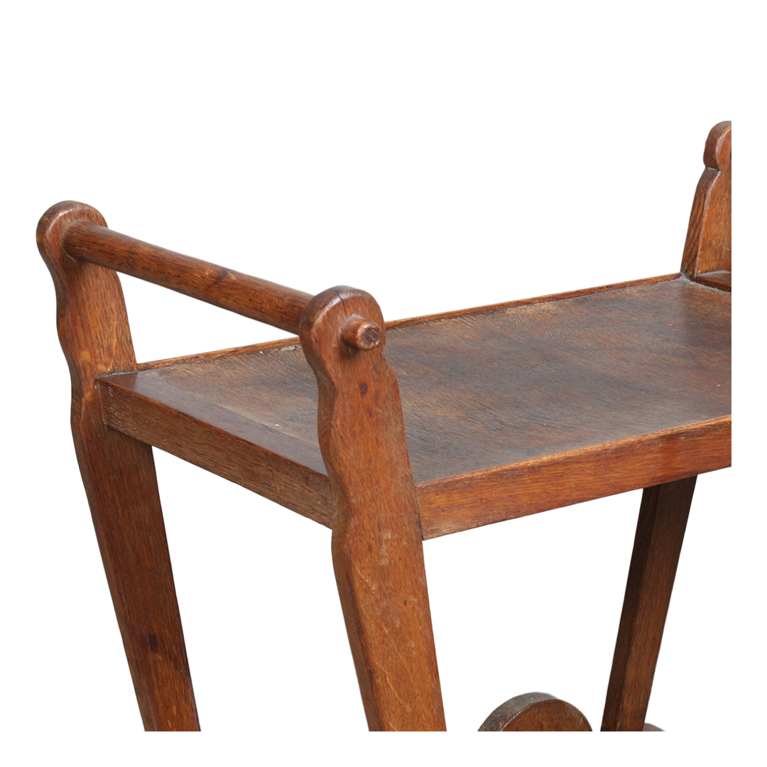 1930s German : solid oakwood Modernist service trolley