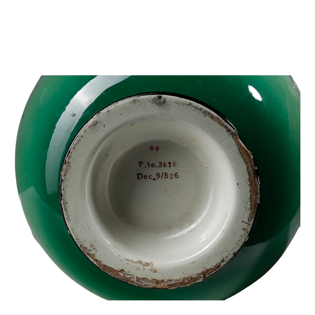 1930s Galvina Italy : glazed & airbrush earthenware vase w/antilope