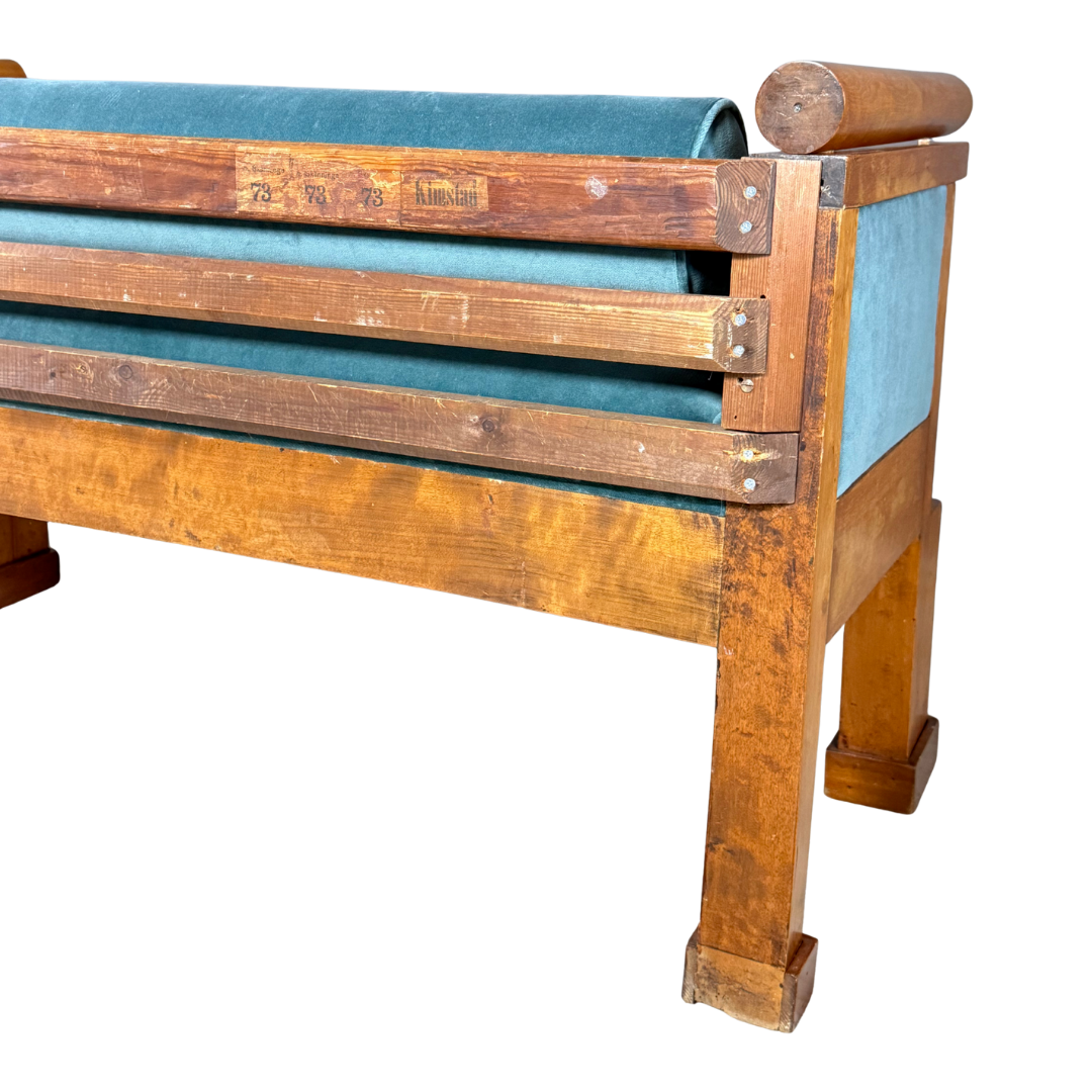 19thc Karl Johan style : neoclassical revival 51" upholstered settee