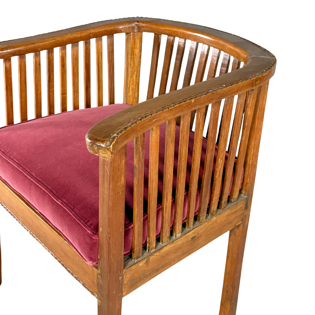 1930s Italian : pair Rationalist designed solid walnut spindle chairs