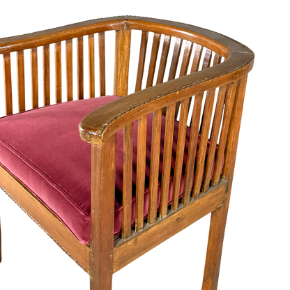 1930s Italian : pair Rationalist designed solid walnut spindle chairs