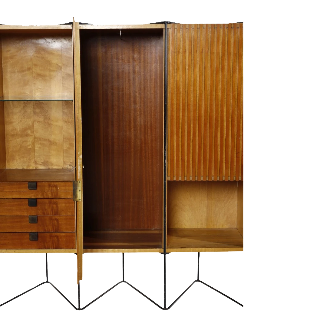 c1953 Taichiro Nakai : cherrywood & brass 8.5' cabinet, Italy