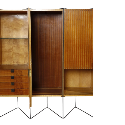 c1953 Taichiro Nakai : cherrywood & brass 8.5' cabinet, Italy