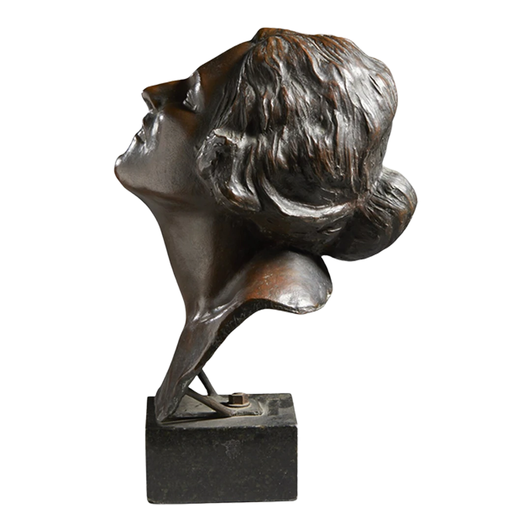 Early 20thc Hector Rocha : bronze, female bust, Italy