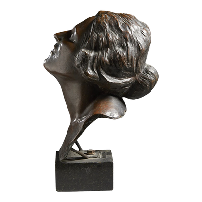 Early 20thc Hector Rocha : bronze, female bust, Italy