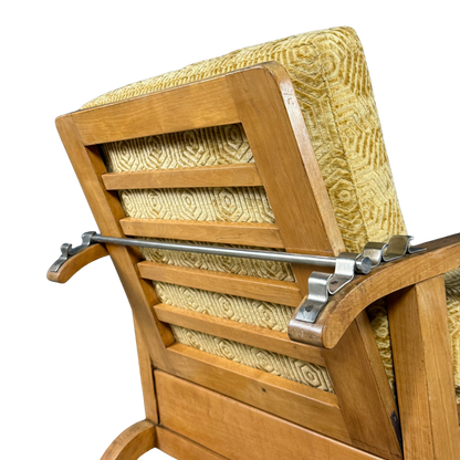 1930s Czech : pair of Art Deco reclining beechwood armchairs