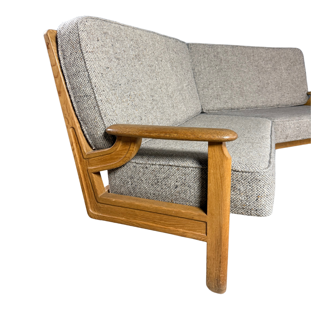 1950s French : modernist angled sofa w/geometric back decor
