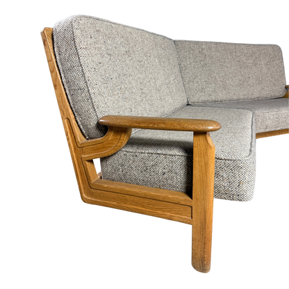 1950s French : modernist angled sofa w/geometric back decor