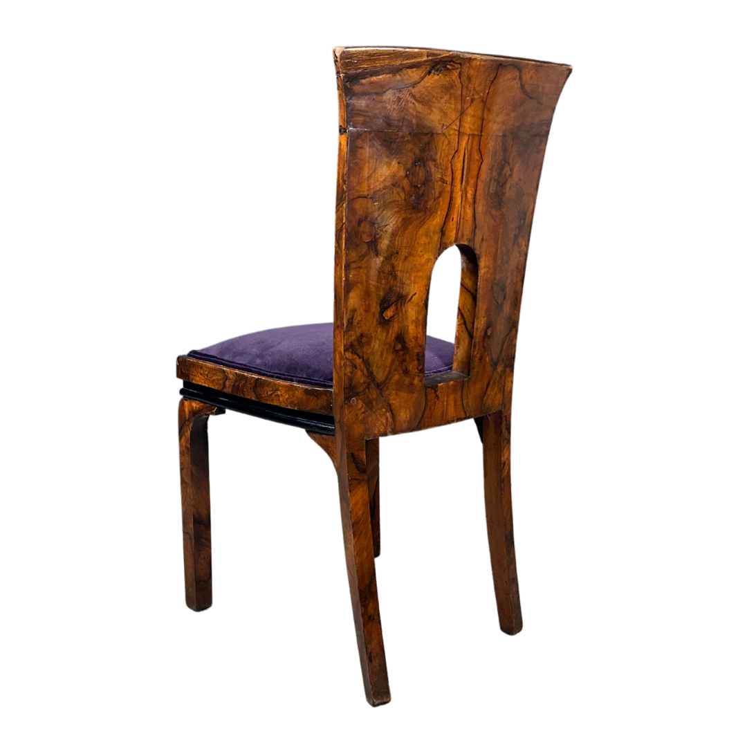 1930s Marcello Piacentini : art deco walnut briar & macassar ebony chair