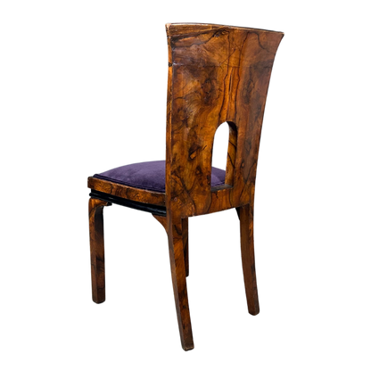 1930s Marcello Piacentini : art deco walnut briar & macassar ebony chair