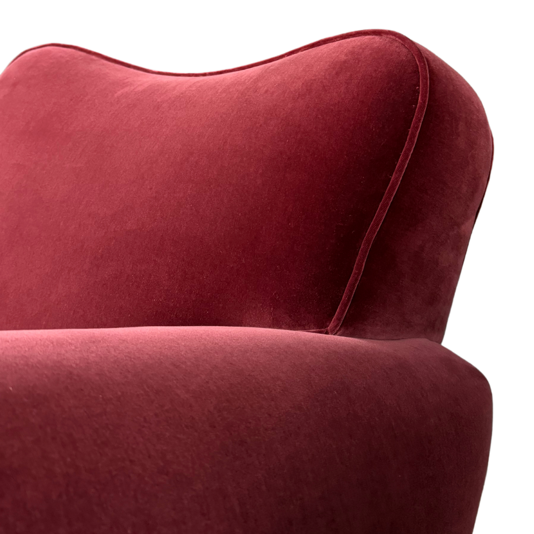 1940s Italian : pair classic velvet modernist club chairs