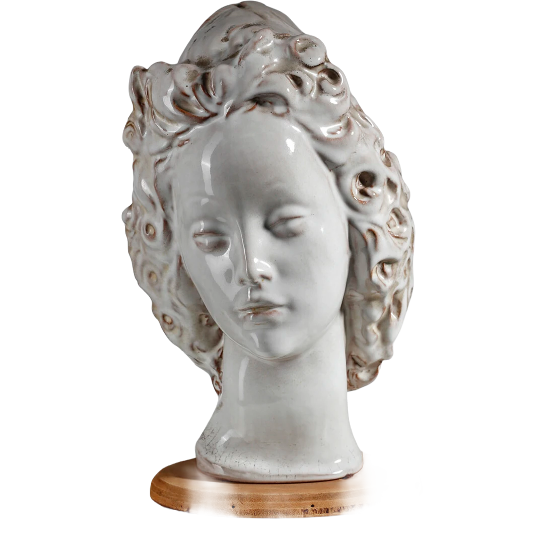 1950s Domenico Matteucci : white glazed terracotta, Head of a Woman