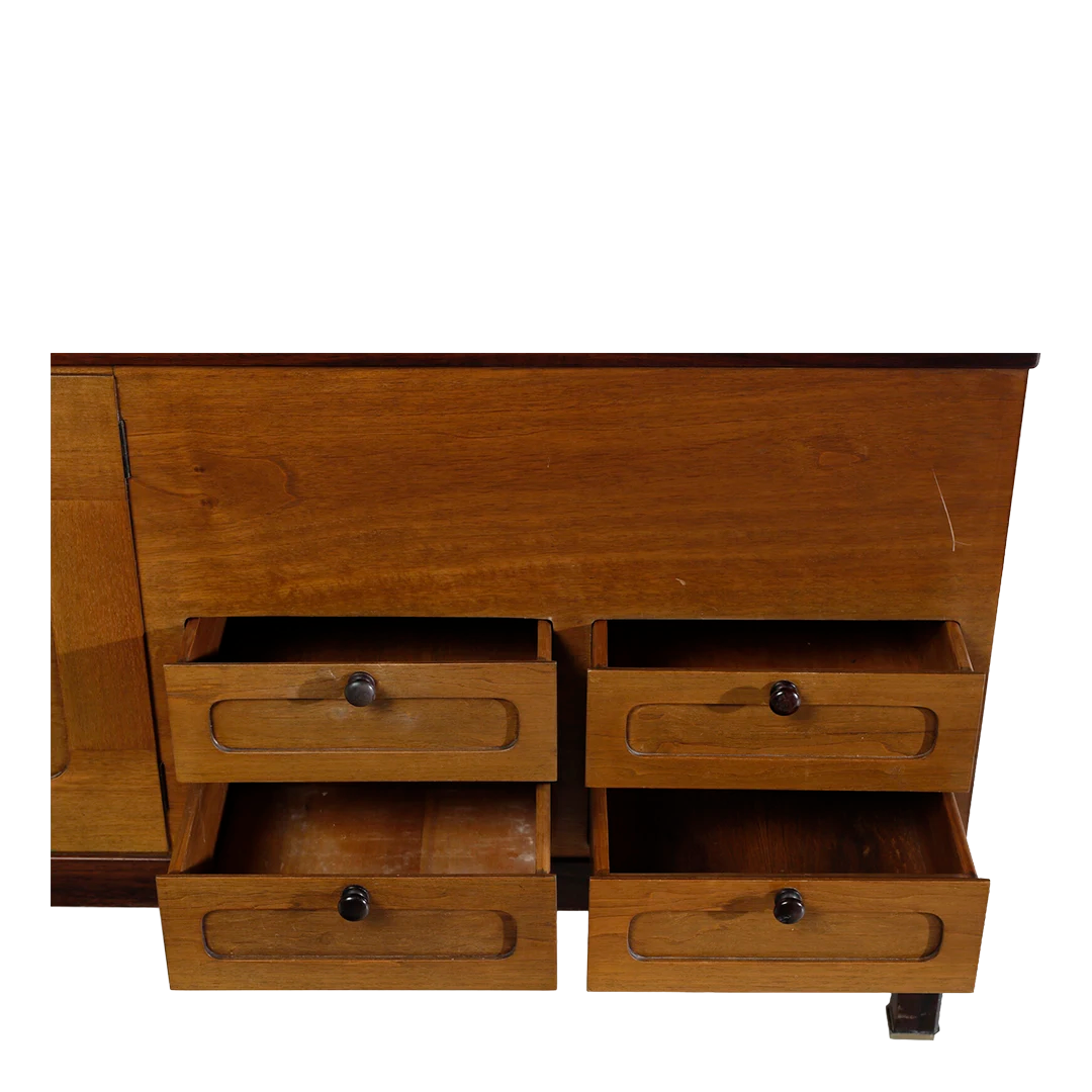 1963 Piero Ranzani : large 83" walnut & exotic wood bar/credenza