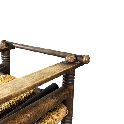 1950 French : woven rush chaise provençale rustique armchair