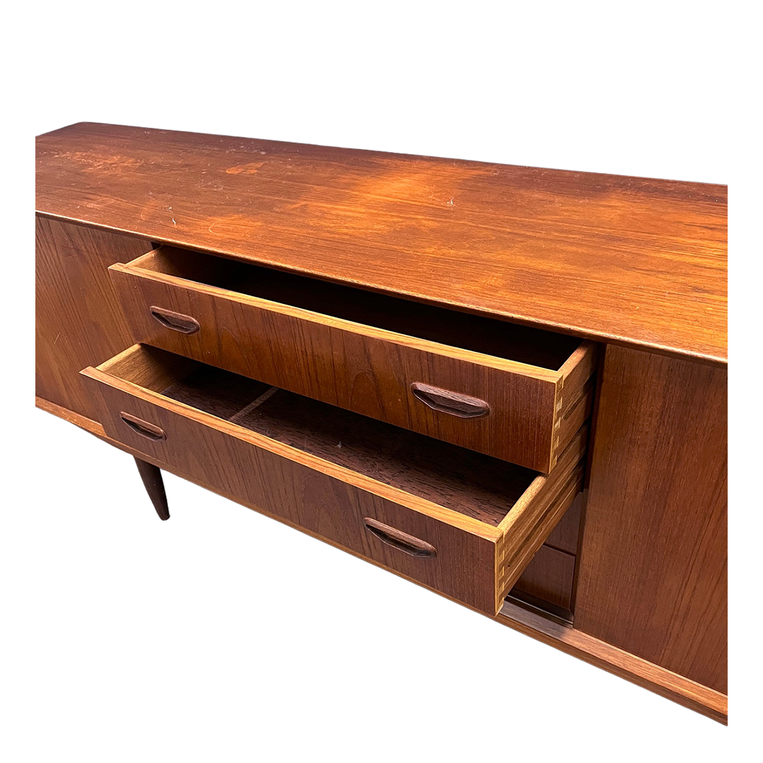 1960s Clausen & Søn : 83" teakwood sideboard, Silkeborg, Denmark