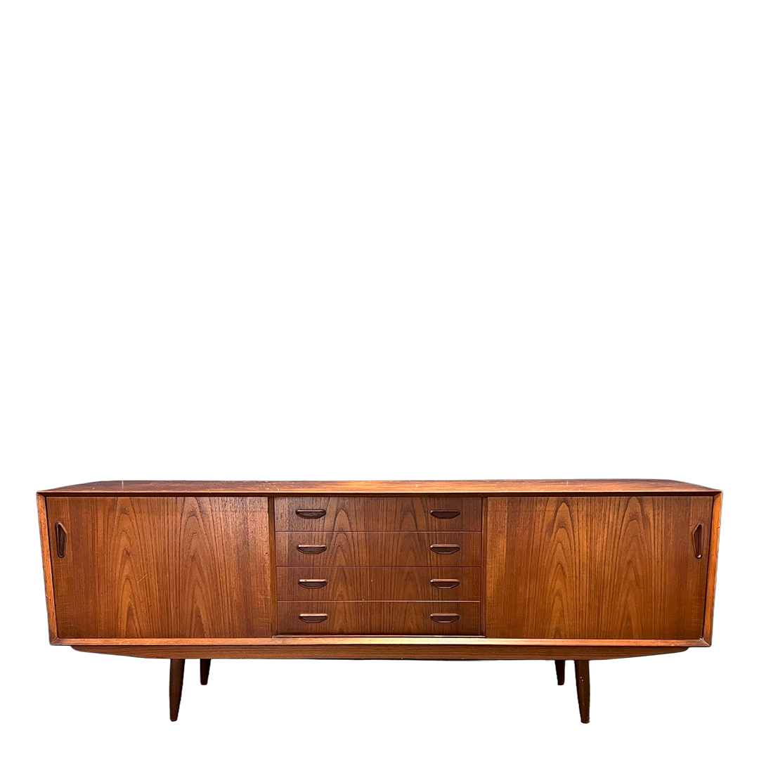 1960s Clausen & Søn : 83" teakwood sideboard, Silkeborg, Denmark