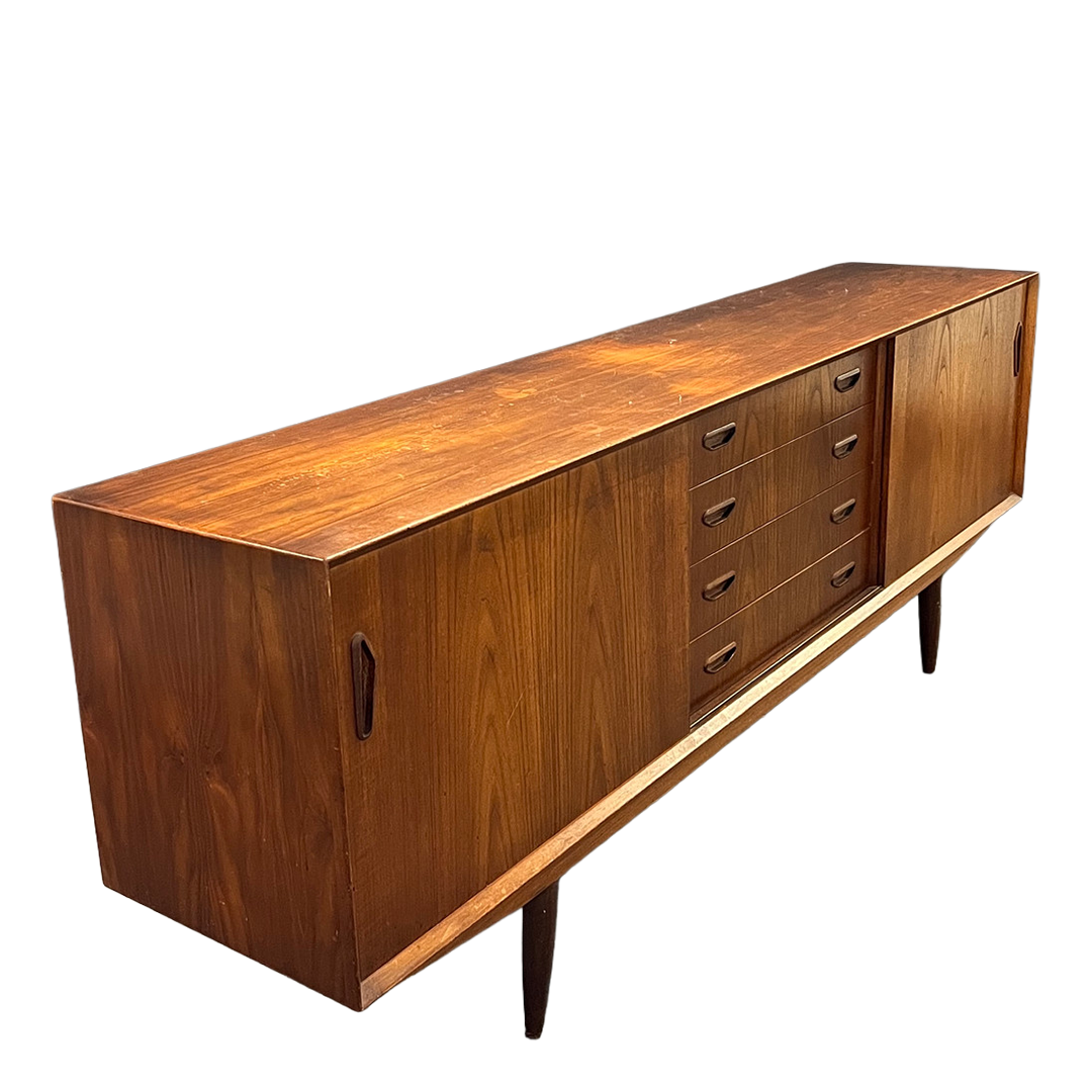 1960s Clausen & Søn : 83" teakwood sideboard, Silkeborg, Denmark