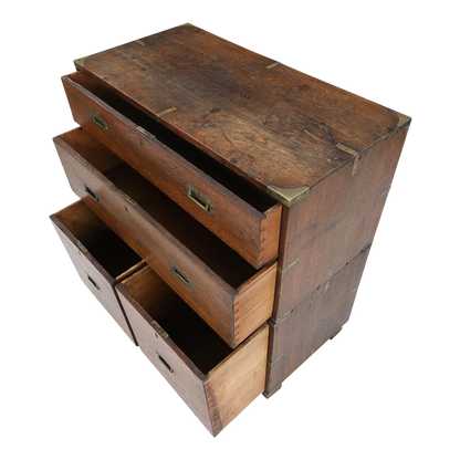 19th century English : solid oakwood military campaign chest